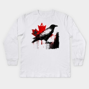 Canadian Crow Kids Long Sleeve T-Shirt